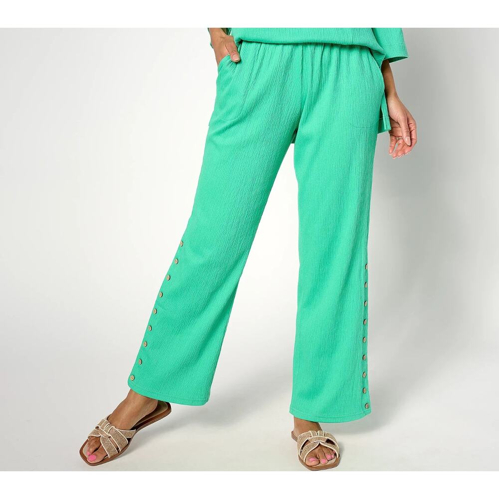 Belle By Kim Gravel Petite Packabelle Buttoned Up Relaxed Pant Florida Keys 4xp